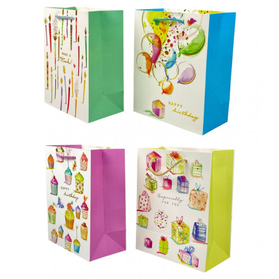 Пакет подарочный с фольгой 18 х 23 х 10см, 210гр, Happy Birthday (3923S)