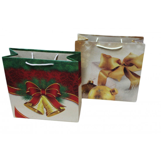 Пакет паперовий - квадрат 24х24х10, крафт з новорічним малюнком 150г. (PVCP242410-5)