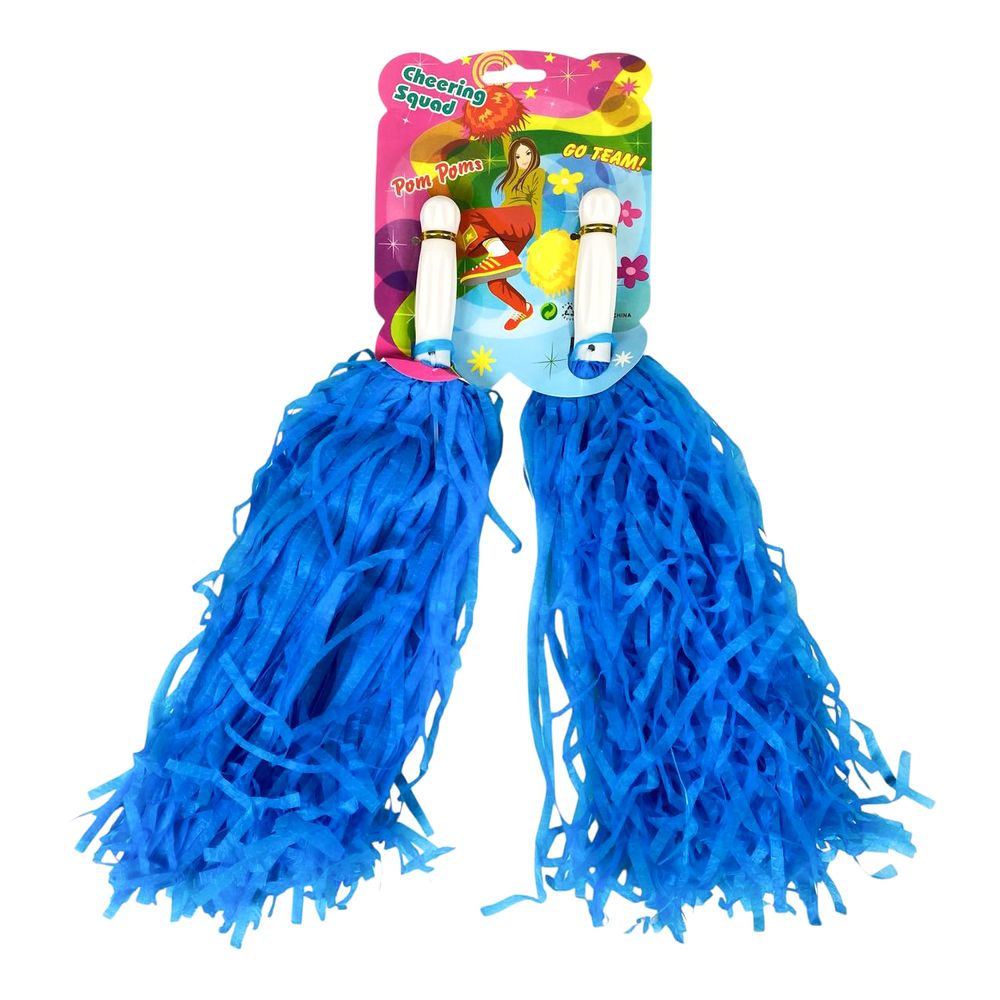 Помпони для черлідінгу та танців блакитні 2 шт, з ручкою (0815-100   blue)