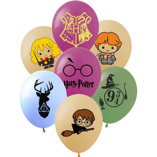 Шарики  латексные 12"(30сm) "Гарри Поттер" пастель 1-стр. 10шт (820112)