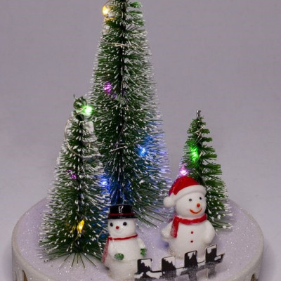 Новорічна LED декорація 3D фігурки "Сніговики" 14 х 10,5см Різнокольоровий Unison (0090L)