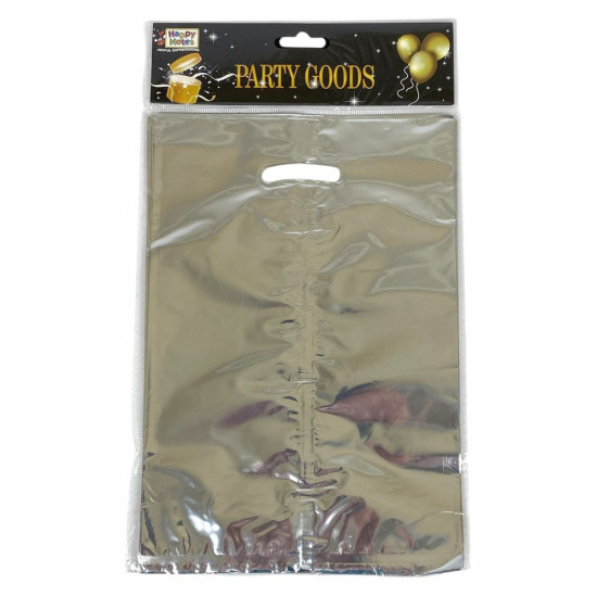 Пакети подарункові поліетиленові 17 х 25см, 400мкм фольга, 10шт (10717 silver)