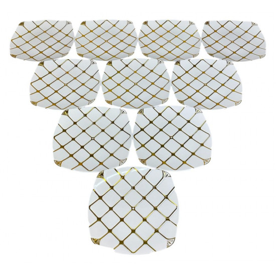 Тарілки золоті  пластикові багаторазові квадратні 18 х 18см , 10шт/уп (7500-204)