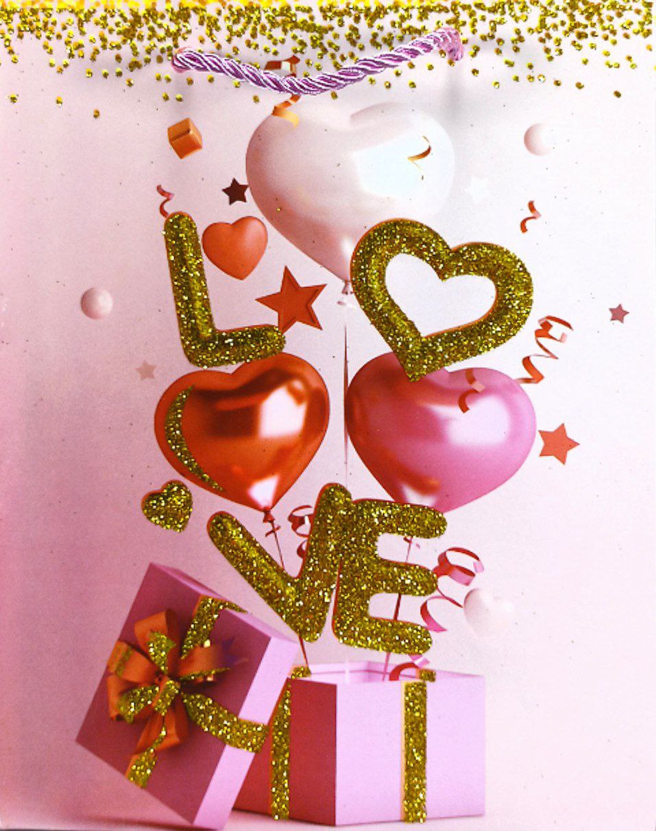 Пакет подарочный 210гр, 30 x 41,5 x 12см (12шт/уп) Розовый Unison (ML-3811-4L)