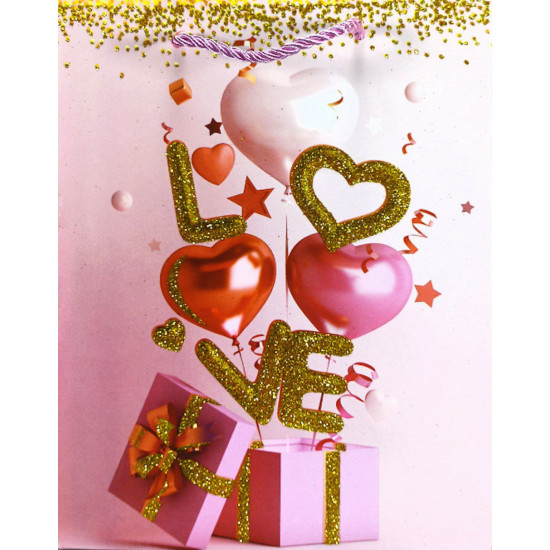 Пакет подарочный 210гр, 30 x 41,5 x 12см (12шт/уп) Розовый Unison (ML-3811-4L)