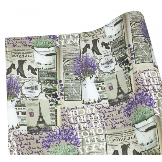 Папір подарунковий крейдований 80г. паризька газета, 1000х700 -10 аркушів Різнокольоровий Unison (PVM10-196)