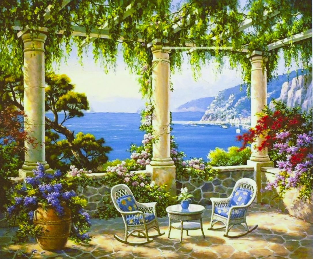 Картина за номерами "Середземноморська тераса" 40 * 50см, крас.-акрил, кисть-3шт. (1 * 5) (9236)