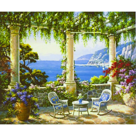 Картина за номерами "Середземноморська тераса" 40 * 50см, крас.-акрил, кисть-3шт. (1 * 5) (9236)