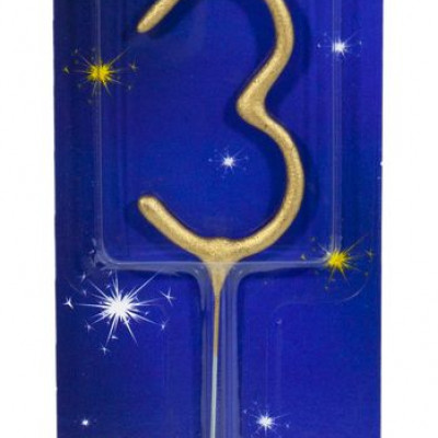 Свічка цифра бенгальська Pelican, "3" ЗОЛОТО Золотий Pelican (860013)