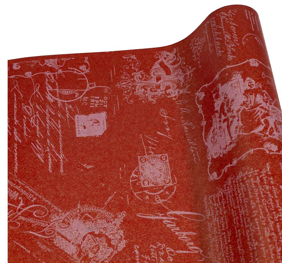 Крафт-папір подарунковий, "Листівка"червоно-білий , 75г. 8м (02.250-1)