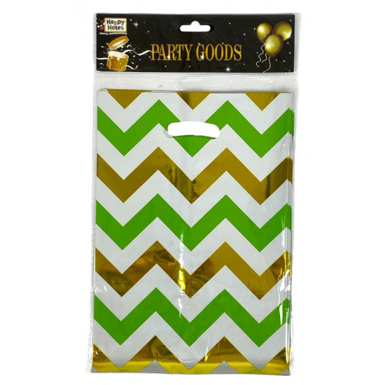 Пакеты подарочные полиэтиленовые 17 х 25см, 400мкм фольга, 10шт (10719 green)