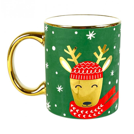 Чашка 350мл Новорічний принт із золотом (CP7441)