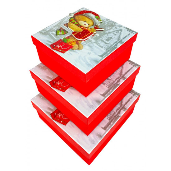 Подарункова новорічна коробка 28 х 28 х 11см, 3шт/наб (XMS-5L)