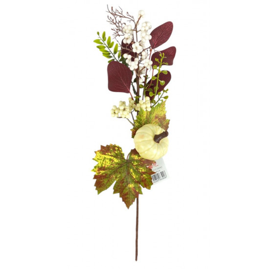 Осіння гілочка з гарбузиком  46 см, молочно-бордово-зелена (с30582)
