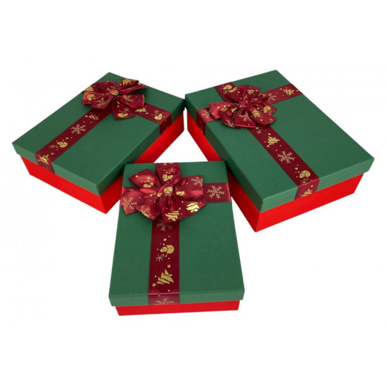 Подарункова новорічна коробка 29 х 21 х 9см, 3шт/наб (2909-05L)