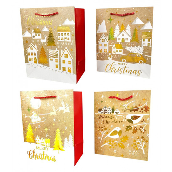 Пакет подарунковий  новорічний , 18 х 23 х 10cm 4 дизайни (Y2908S)