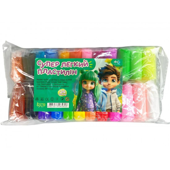 Маса для ліплення супер легкий, 24 кольори , 195гр зі стеками Різнокольоровий Без бренду (832770)