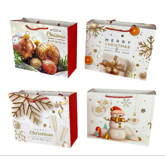 Пакет подарунковий  новорічний, 4 дизайни, 210g , 26 х 32 х 12см (YC-613M-1)