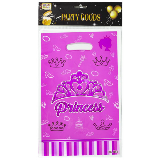 Подарункові пакети ,пластикові Корона рожева 16,3*25,5см , 10шт/уп (10098)