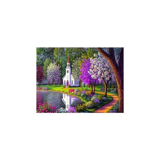Алмазна мозаїка  за номерами 30 х 40см "Квітучий сад" (Полотно на рамі камені) Різнокольоровий Unison (GLD60786)