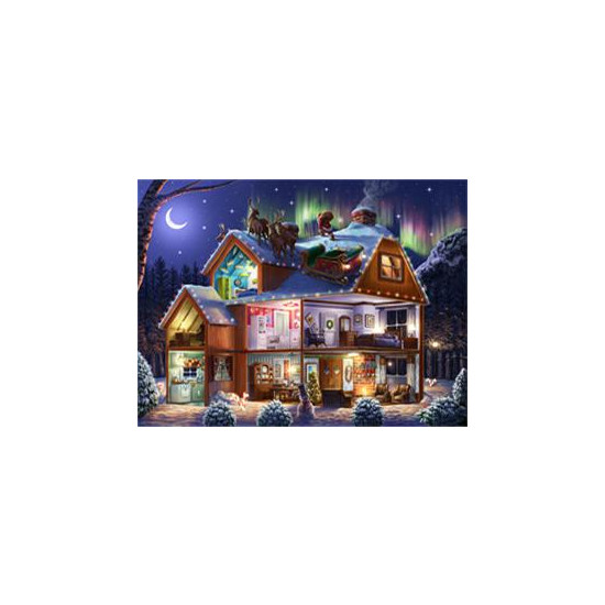 Алмазна мозаїка  за номерами 30*40см "Новорічний будинок" карт уп. (Полотно на рамі камені) (GLD60242)