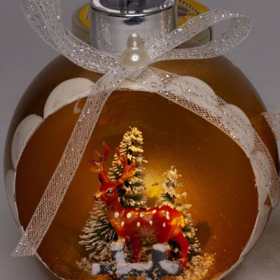 Ялинкова куля LED 3D фігура "Новий рік" 9 х 11 х 6,5см Жовтий Unison (0019_1КKP)