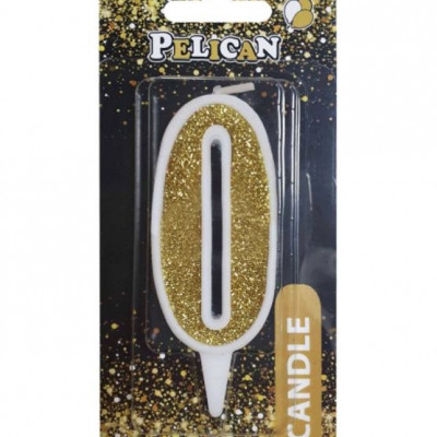 Свічка для торта Pelican "0" ЗОЛОТО 7см Золотий Pelican (867010)