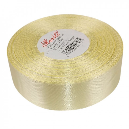 Атласна стрічка 2,5см x 33м Жовтий Marill (LA2533-02)