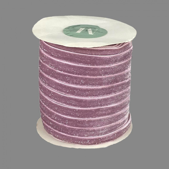 Оксамитова стрічка  блискуча 1,0 см х 50 ярдів Рожевий Marill (D16710- dark powder)