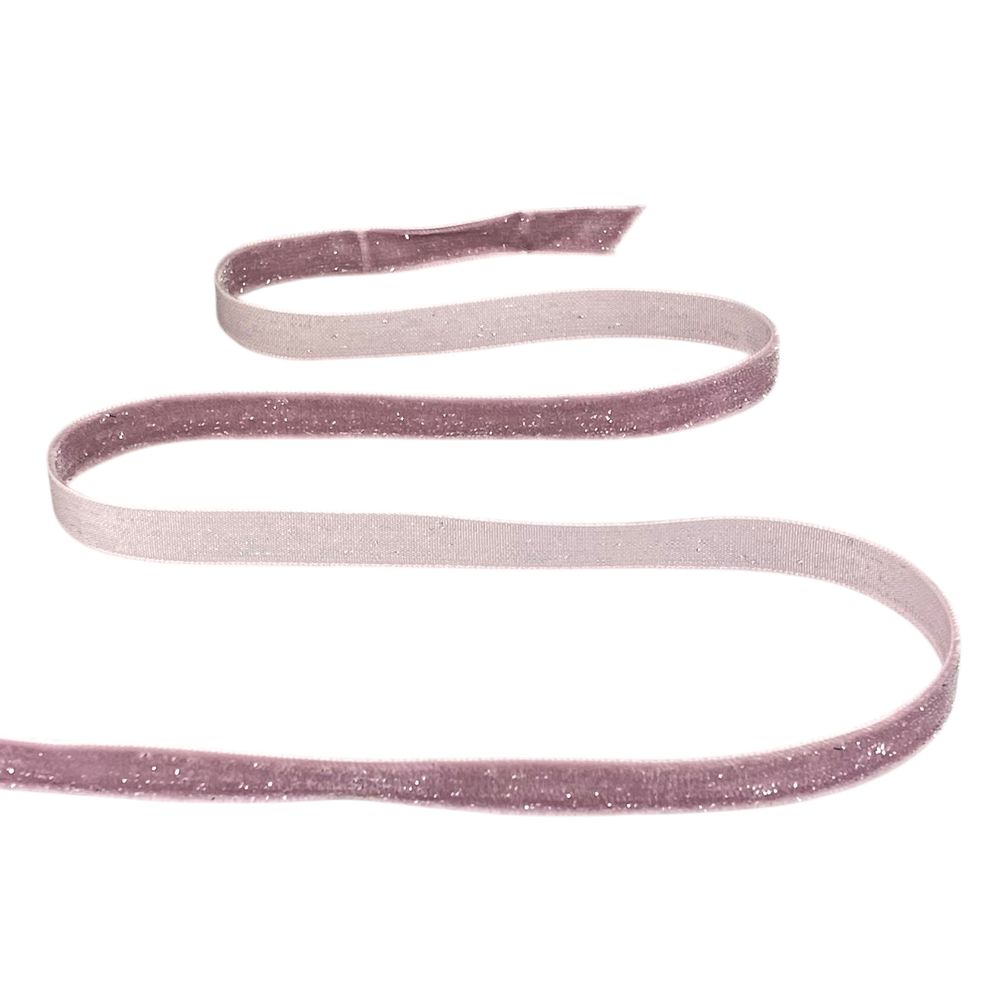 Оксамитова стрічка  блискуча 1,0 см х 50 ярдів Рожевий Marill (D16710- dark powder)