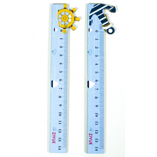 Лінійка дерев'яна фігурна 12см Морська тематика (S-1351)