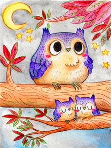 Картина за номерами "мультяшна сова" 40 * 50см, крас.-акрил,пензлик-3шт. (RA30336)