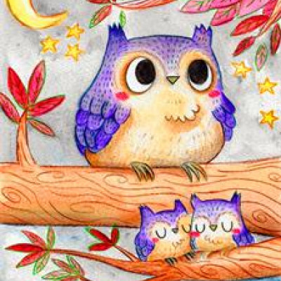 Картина за номерами "мультяшна сова" 40 * 50см, крас.-акрил,пензлик-3шт. (RA30336)