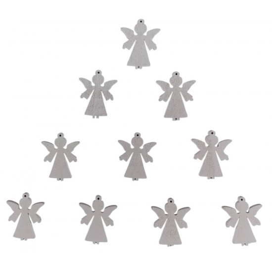 Дерев'яний ангел 2 х 3см, білий, 10шт (TK-007)
