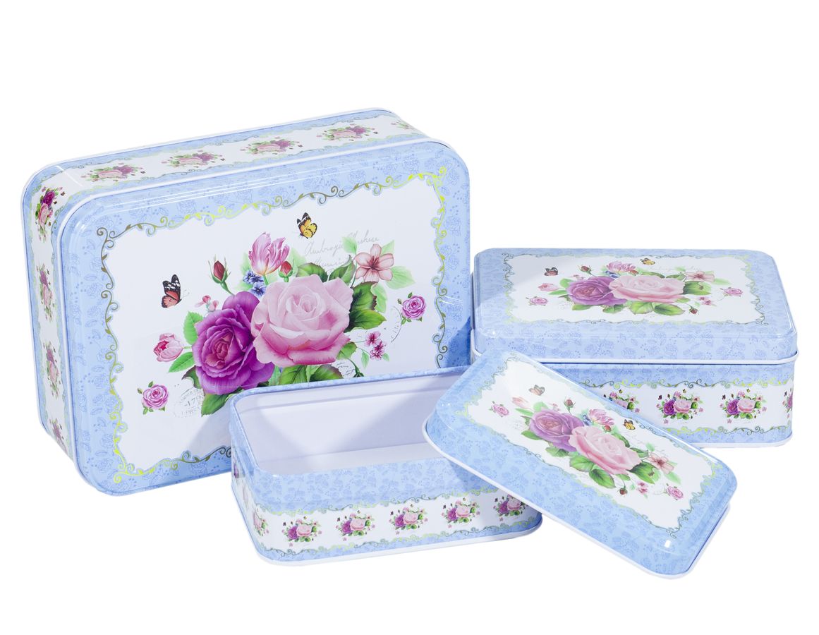 Подарункова коробка MT-028-4, металева, прямокутна, 12.5x8.5x4.5cm/14.5x10.2x5.5cm/18.6x13.3x6.5cm, 3шт. в наборі (MT-028-4)