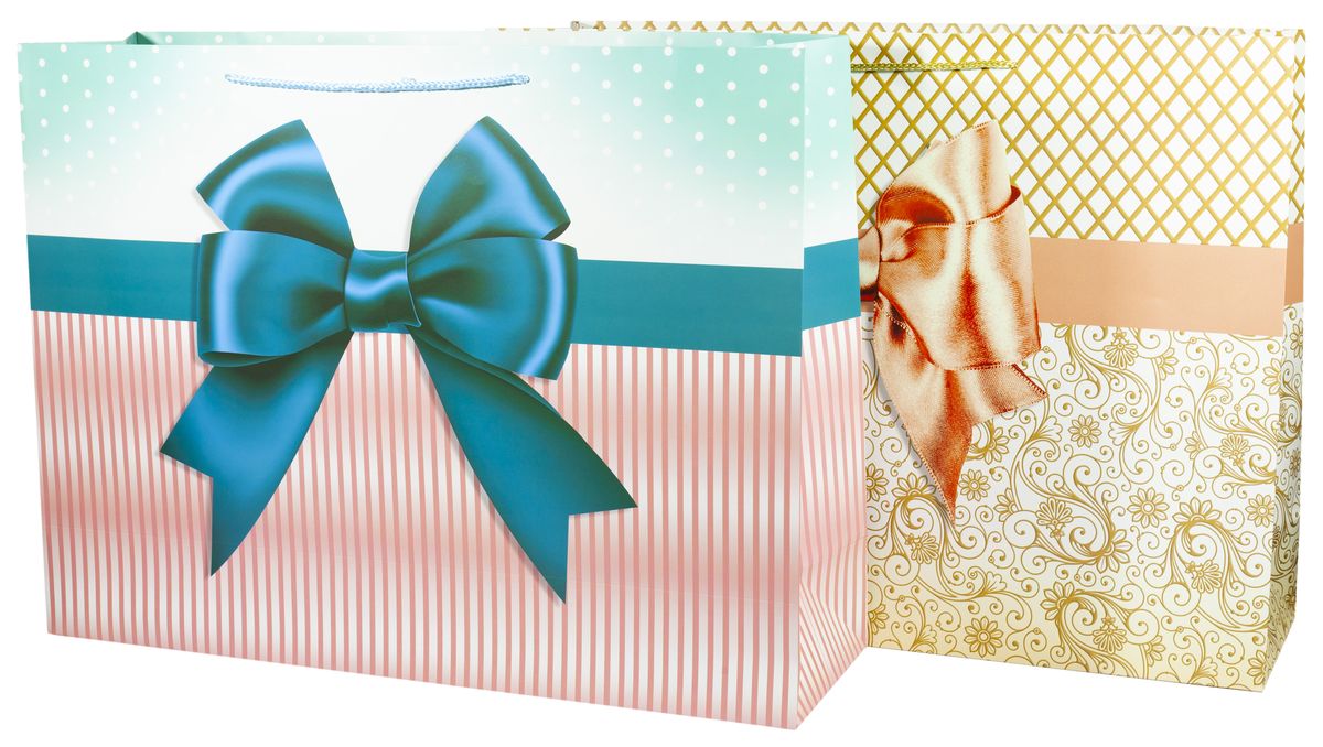 Пакет подарочный фольгированный, Бант - 4дизайна, 210g, горизонтальный-59 x 44 x1 7cm (YM-H-1020-XL)