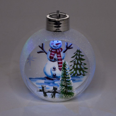 Ялинкова куля LED різним кольором 3D фігура "Сніговик" 11 х 9,5 х 6,5см Білий Unison (9964)