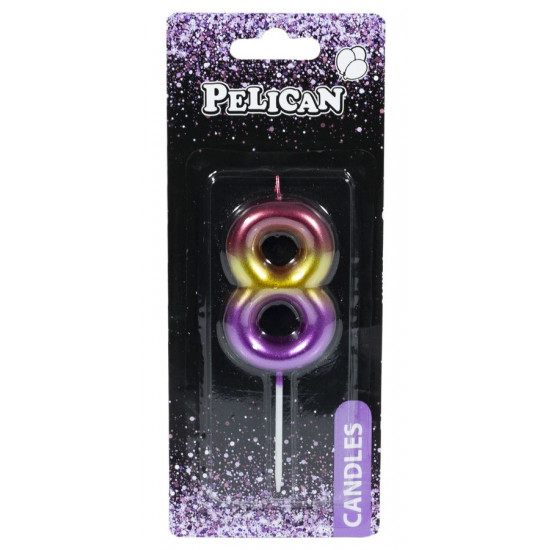 Свеча для торта Pelican "8" РАДУЖНАЯ 6 см Разноцветный Pelican (866068)