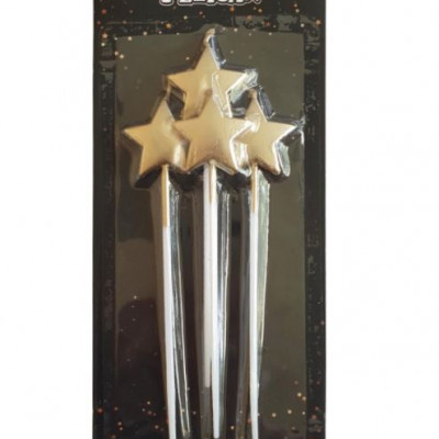 Набір свічок для торту "ЗІРОЧКА  на полочці", золото, 4шт/уп Золотий Pelican (868611)