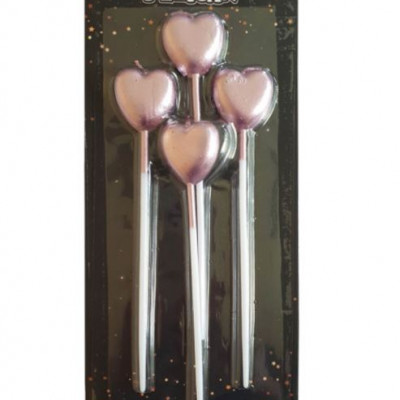 Набір свічок для торту "СЕРДЕЧКО на полочці", рожеве золото, 4шт/уп Рожевий Pelican (868603)