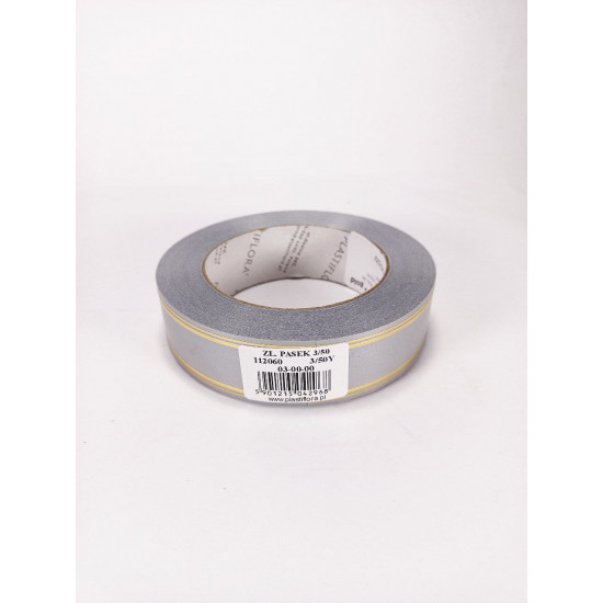 Стрічка пластикова 3см х 45м Срібний Unison (PAS30 -2 silver + gold)