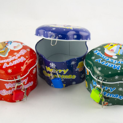 Скарбничка металева "Санта Клаус, Сніговик" 10см Різнокольоровий Unison (DME-030-M)