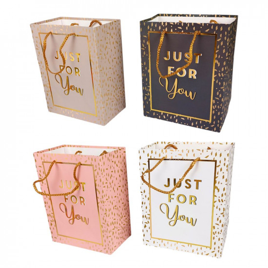 Пакет подарочный Just for you - 4дизайна210g, 26 x 32 x 12см (12шт/уп) (HS-5162L/581-101L)