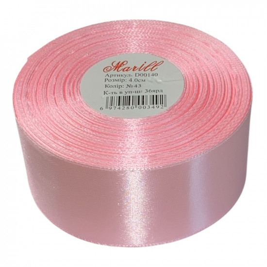 Атласна стрічка 4см (±5мм) x 33м Рожевий Marill (LA4033-43)