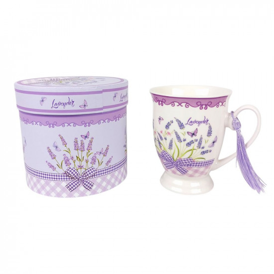 Чашка керамічна 350мл "Лаванда-бантик" у подарунковій коробці (874)