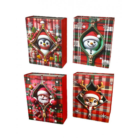 Пакет подарунковий  новорічний, 4 дизайни, 210g , 26 х 32 х 10 см (DV-BK-10302-2M)