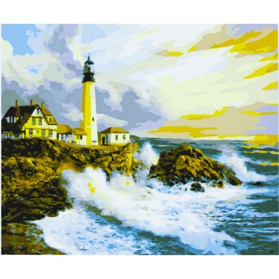 Картина за номерами "Будиночок біля маяка" 40 * 50см, крас.-акрил, кисть-3шт. (1 * 5) (9292)