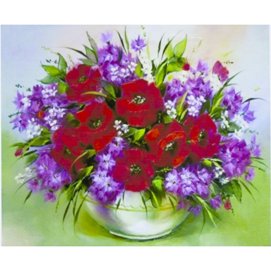 Картина за номерами "Маки в букеті" 40 * 50см, крас.-акрил, кисть-3шт. (1 * 5) (9407)