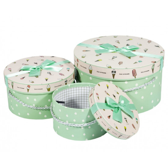 Подарункова коробка 058-16, кругла,  21.5*21.5*12cm/16.5*16.5*9/13*13*7.5cm   3шт. в наборі (058-15)