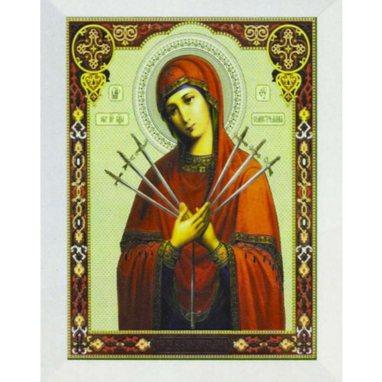 Алмазна мозаїка  за номерами 20*30см "Семистрільна ікона" карт уп. (Полотно на рамі камені) (20434)